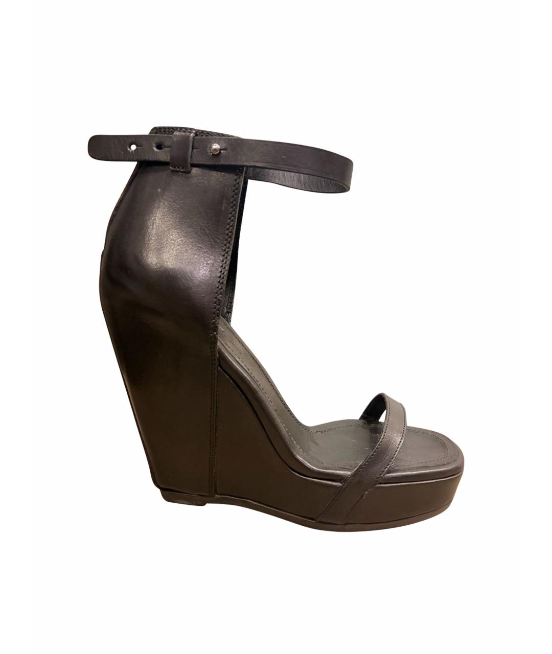 RICK OWENS Черные кожаные босоножки, фото 1