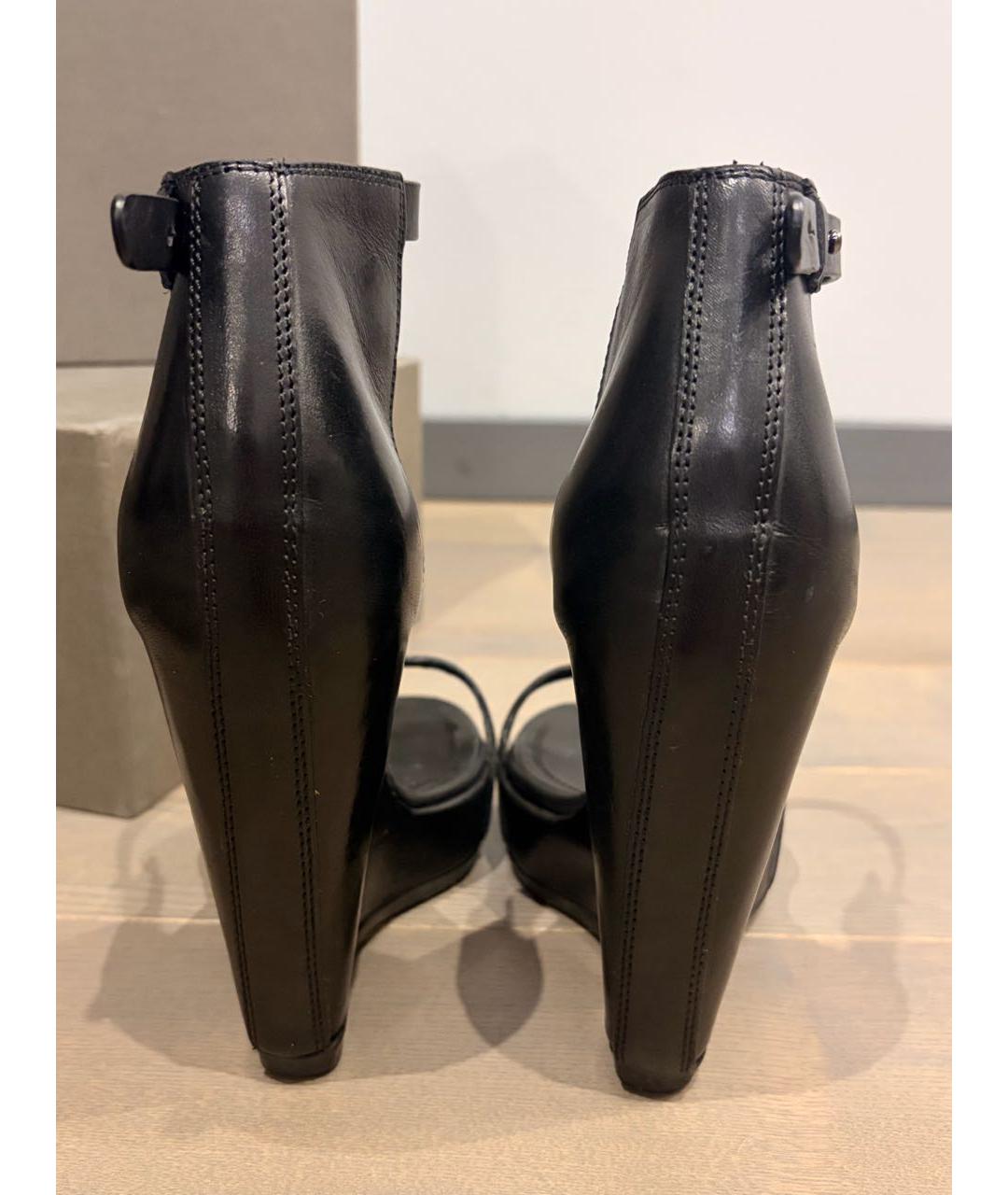 RICK OWENS Черные кожаные босоножки, фото 4