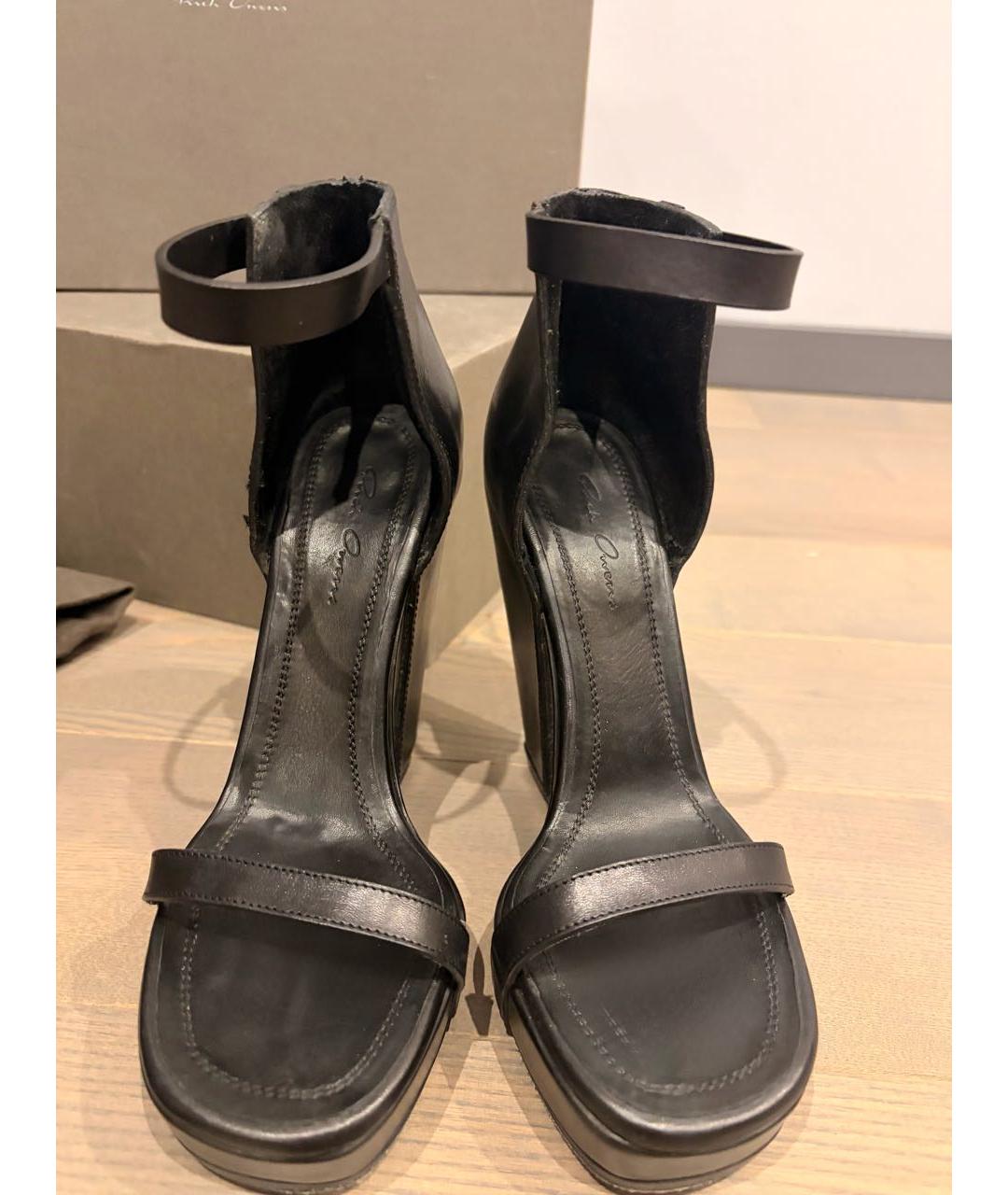 RICK OWENS Черные кожаные босоножки, фото 2