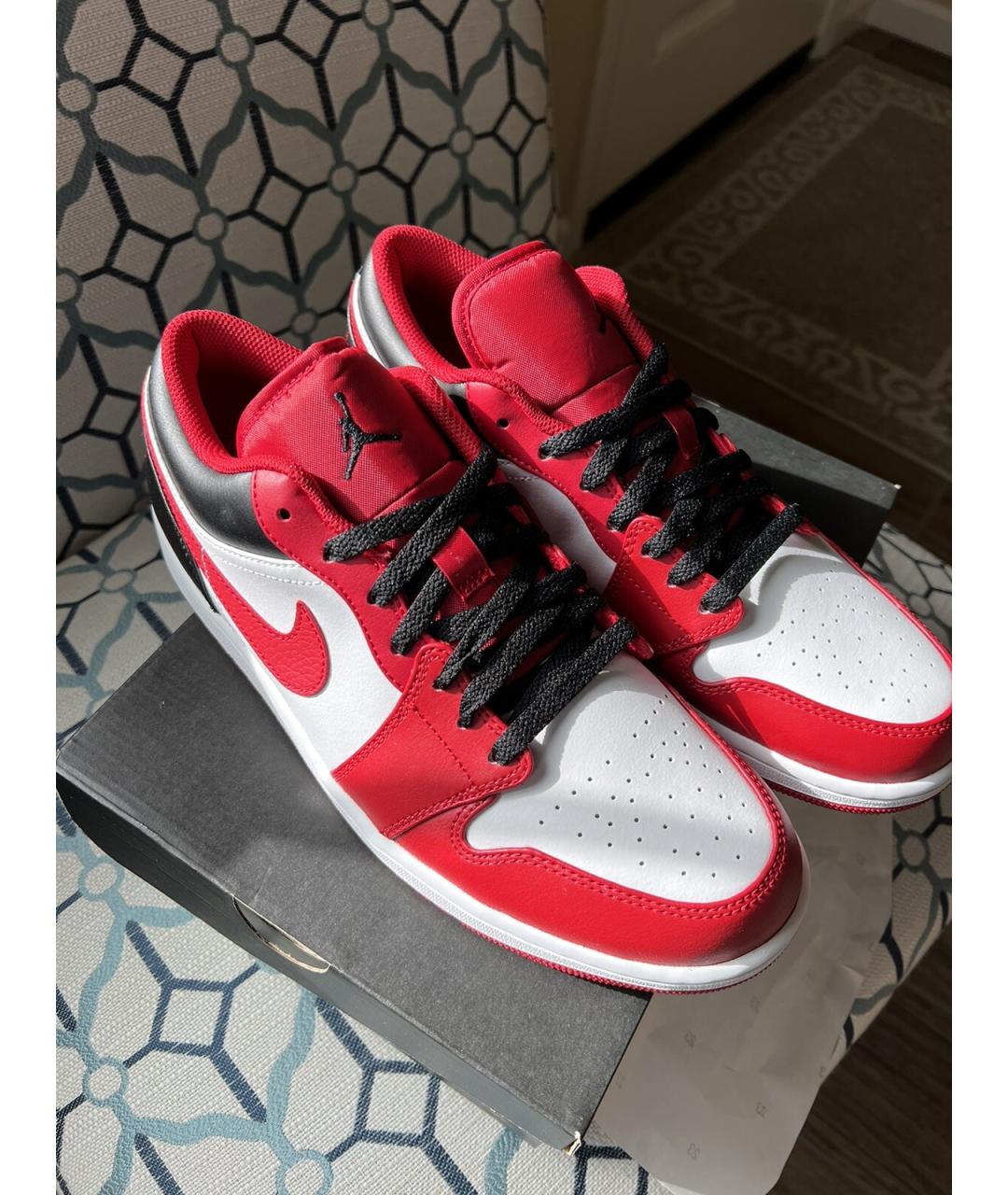 NIKE Красные кожаные высокие кроссовки / кеды, фото 2