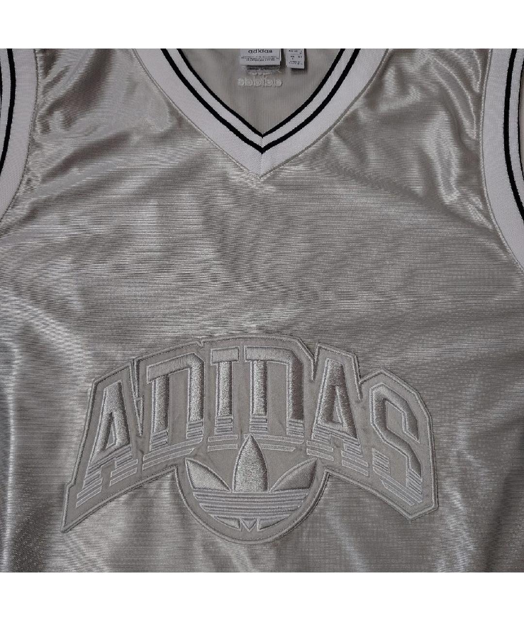 ADIDAS Серебряная полиэстеровая майка, фото 3