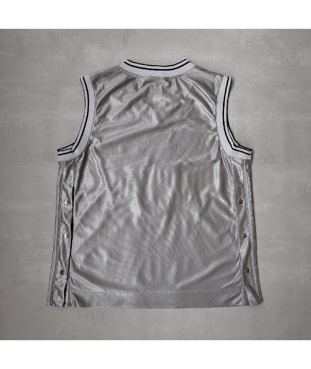 ADIDAS Серебряная полиэстеровая майка, фото 2