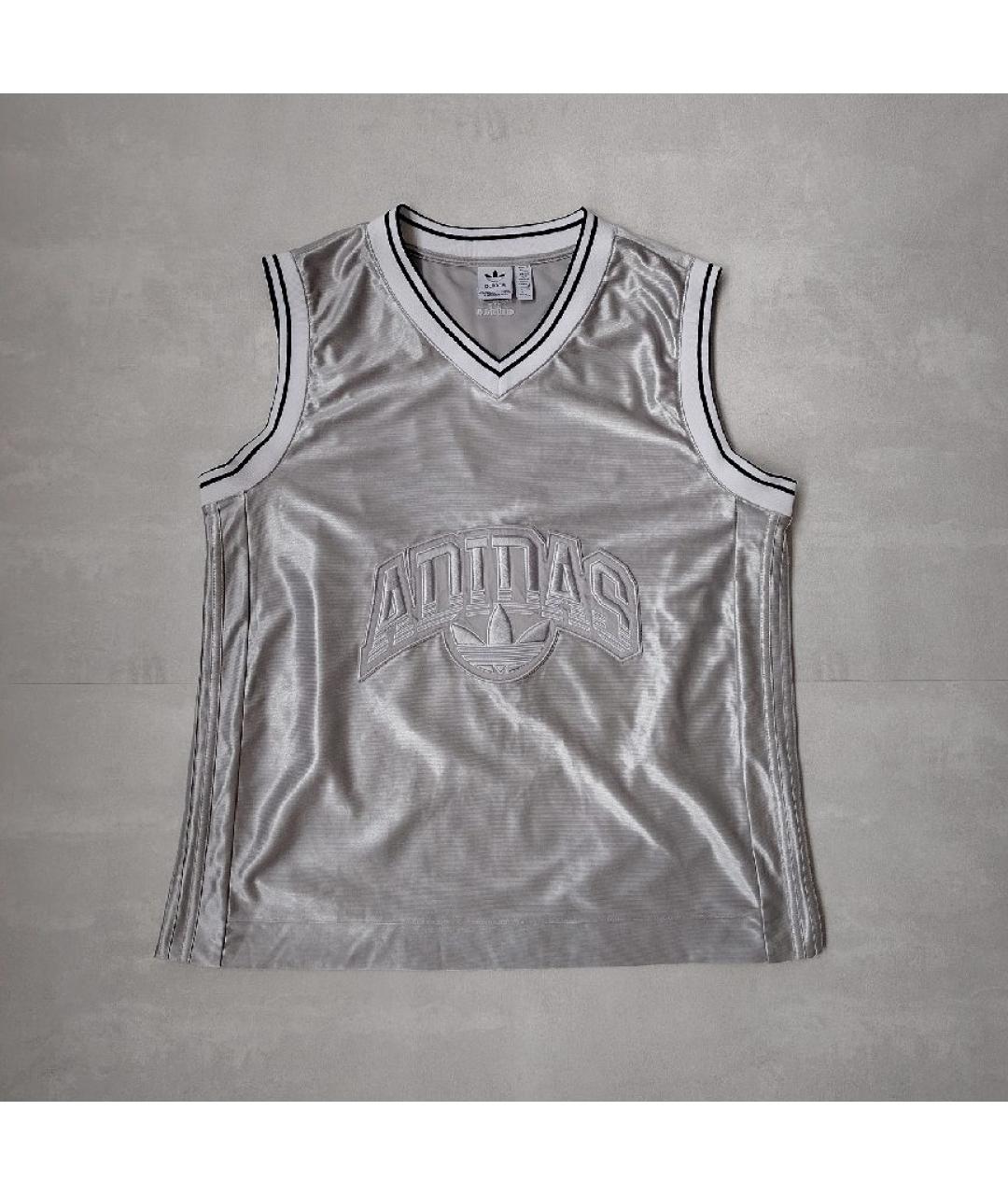 ADIDAS Серебряная полиэстеровая майка, фото 8