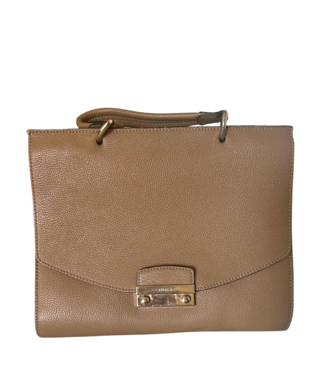 FURLA Бежевая кожаная сумка через плечо, фото 1