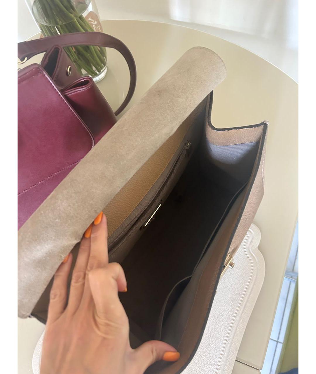 FURLA Бежевая кожаная сумка через плечо, фото 4
