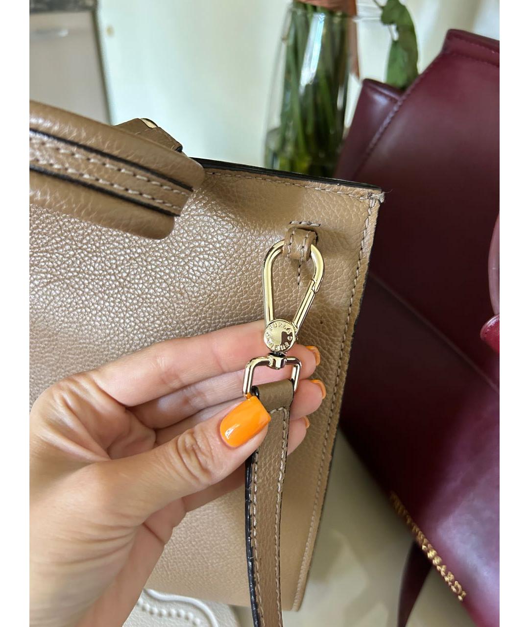 FURLA Бежевая кожаная сумка через плечо, фото 7