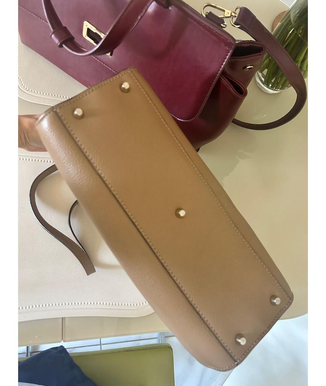 FURLA Бежевая кожаная сумка через плечо, фото 5