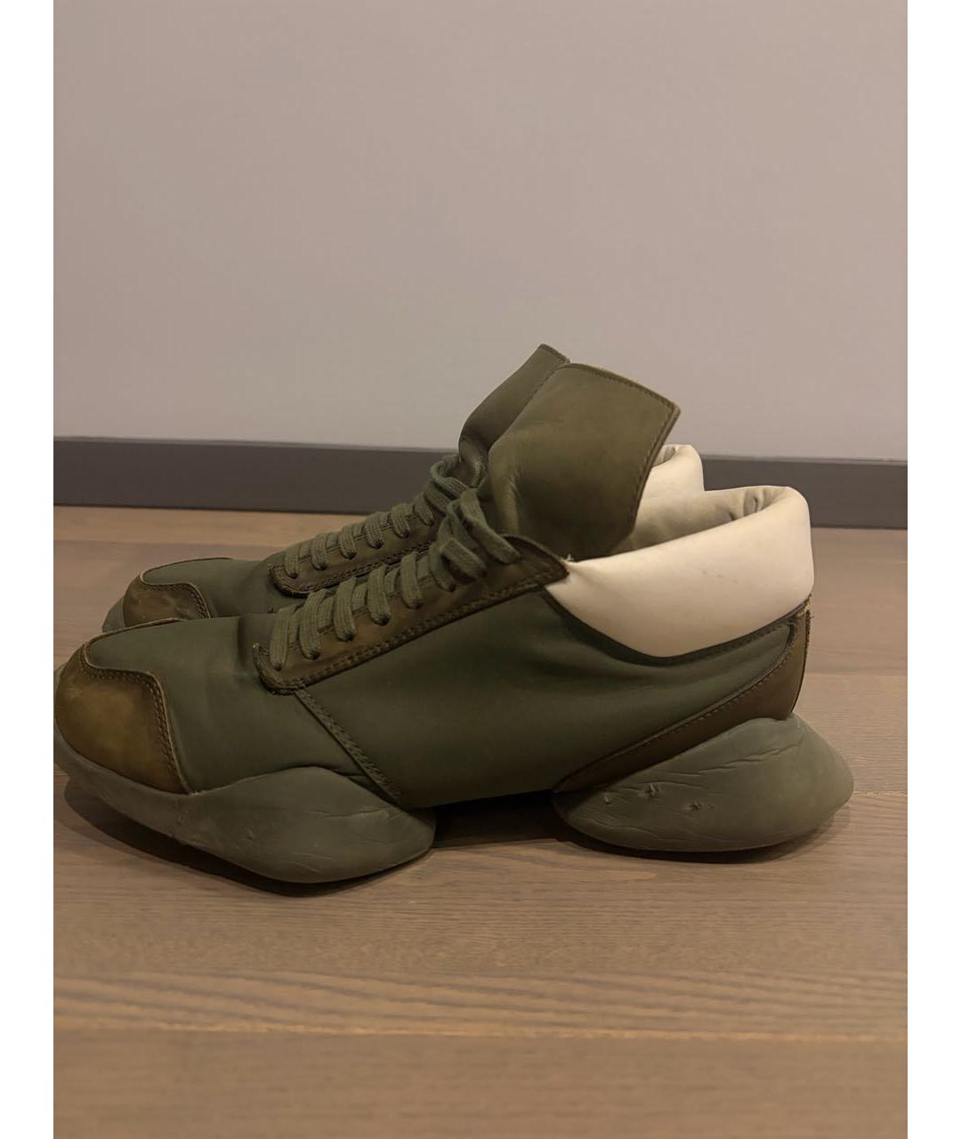 RICK OWENS Зеленые кожаные кроссовки, фото 6