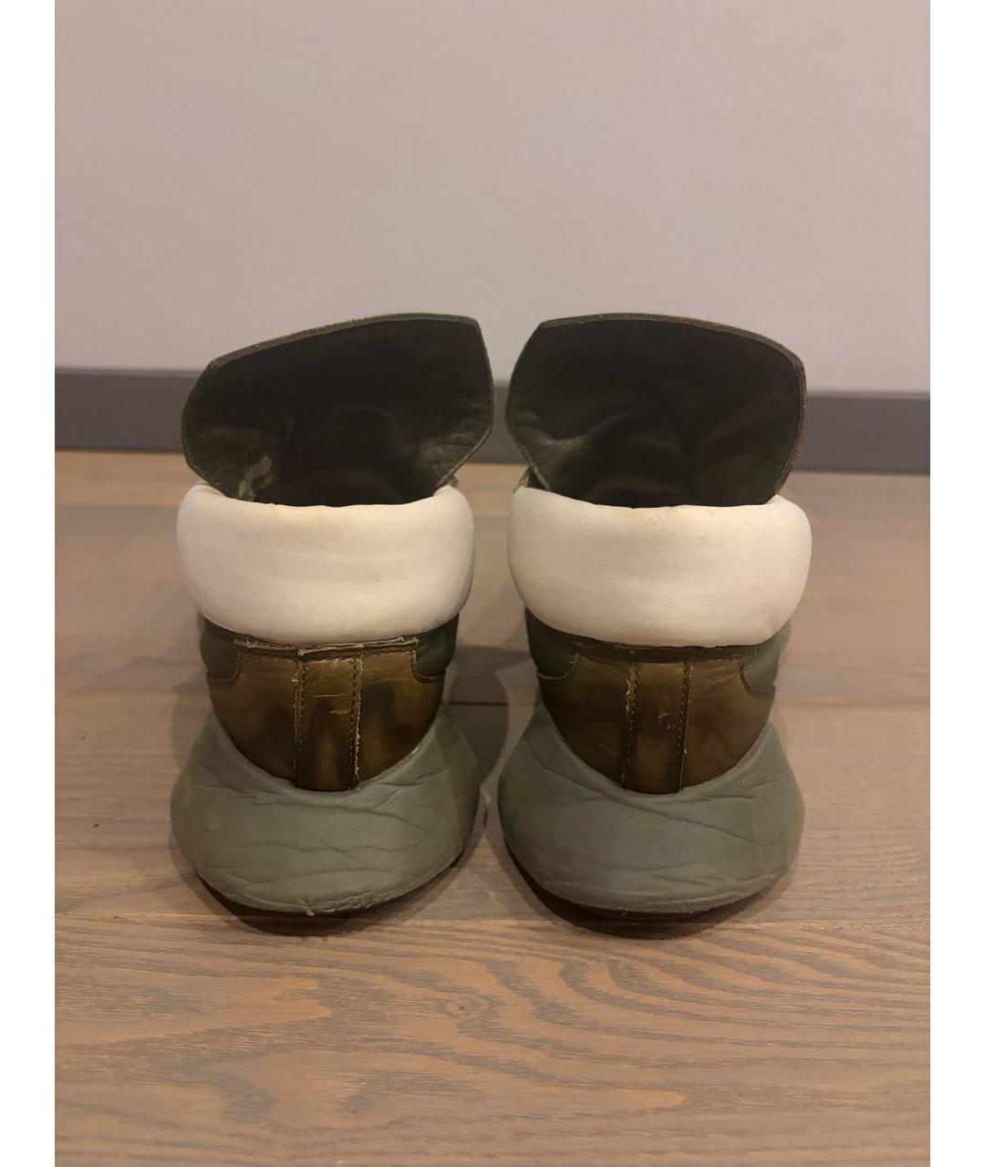 RICK OWENS Зеленые кожаные кроссовки, фото 4