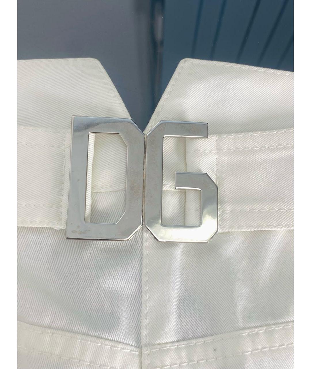 DOLCE&GABBANA Белые хлопковые прямые брюки, фото 4