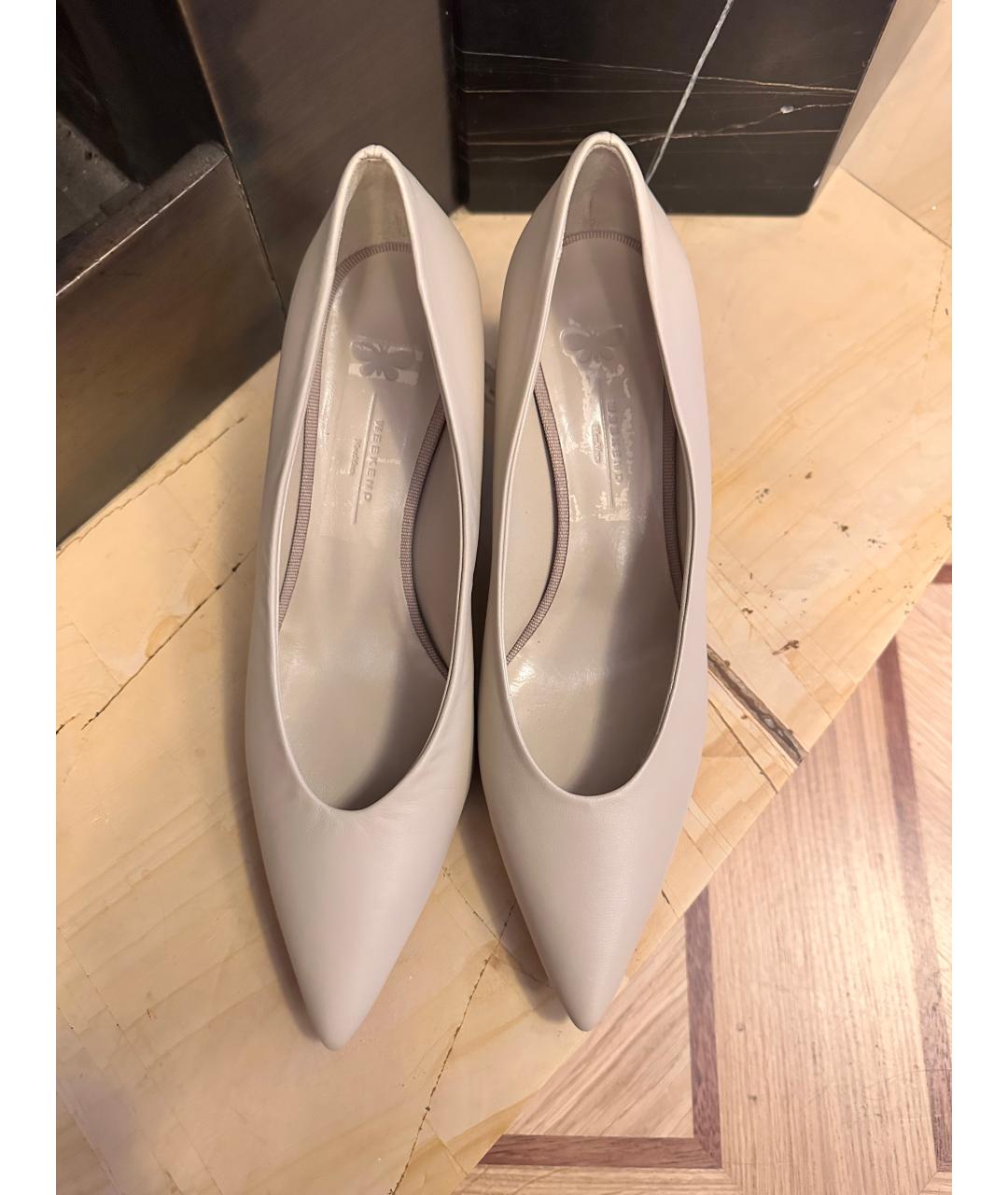 WEEKEND MAX MARA Бежевые кожаные лодочки на низком каблуке, фото 2