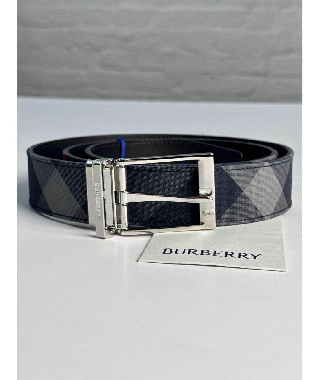 BURBERRY Темно-синий кожаный ремень, фото 2