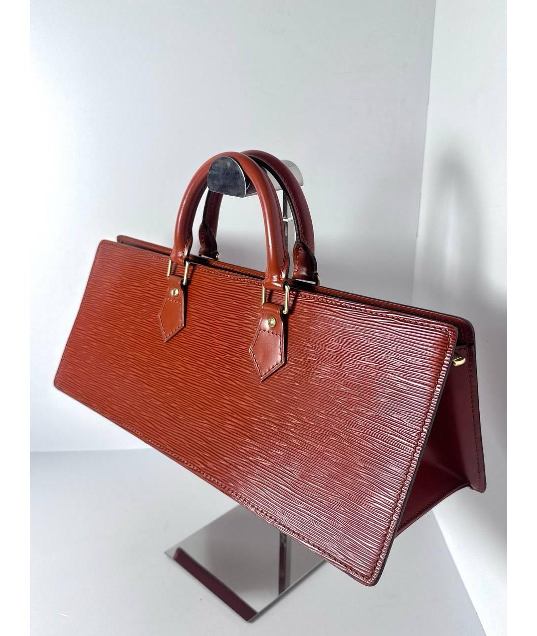 LOUIS VUITTON Коричневая кожаная сумка с короткими ручками, фото 8