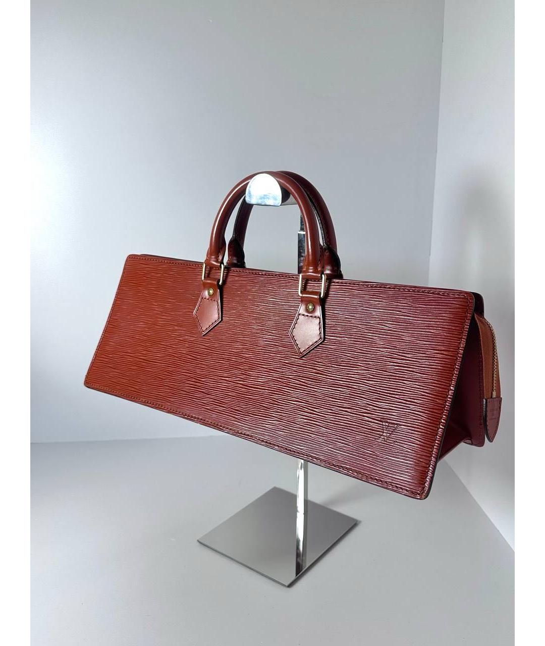 LOUIS VUITTON Коричневая кожаная сумка с короткими ручками, фото 2