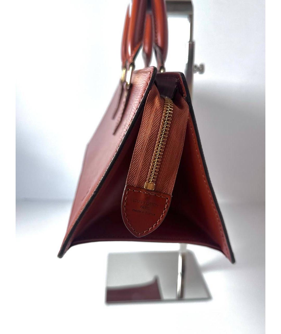 LOUIS VUITTON Коричневая кожаная сумка с короткими ручками, фото 4