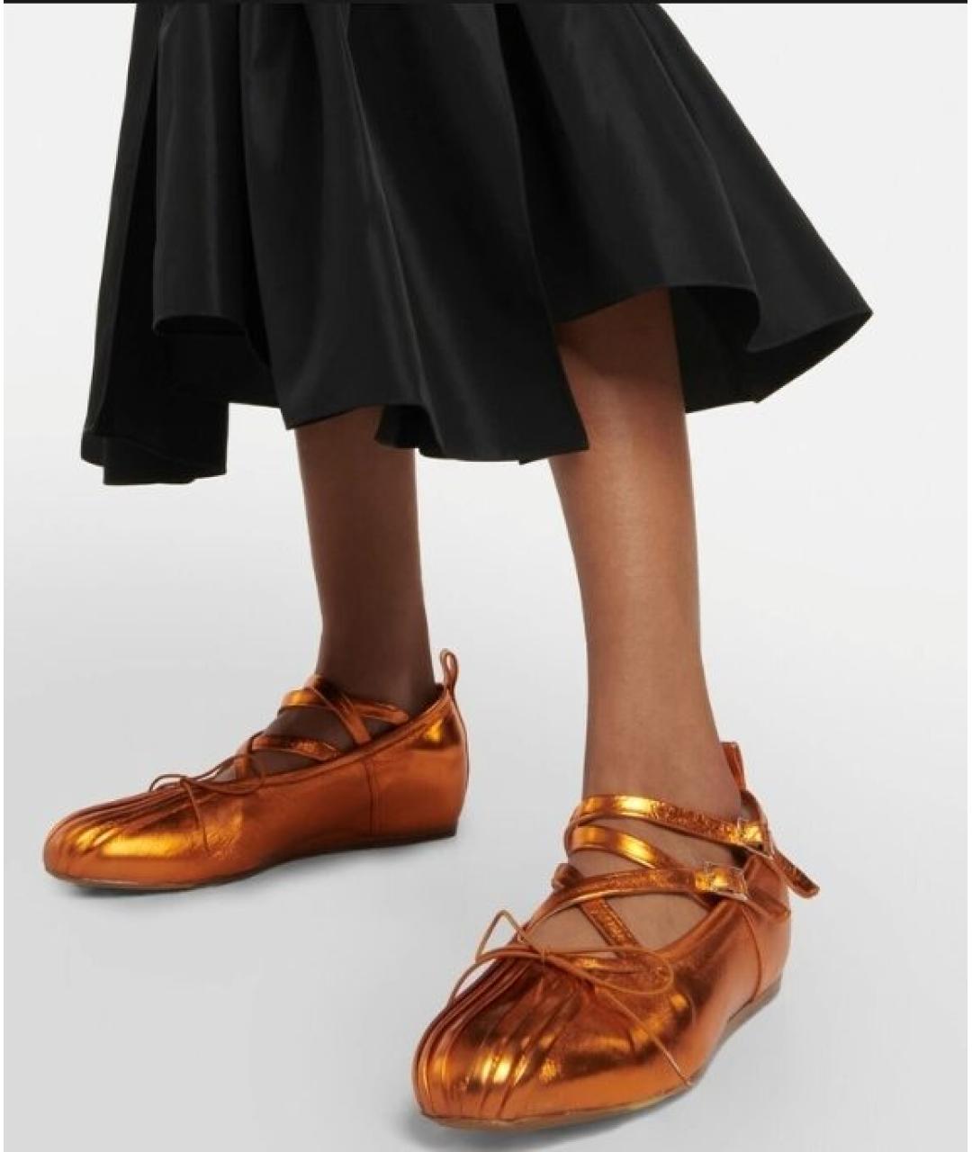 SIMONE ROCHA Оранжевые кожаные балетки, фото 4