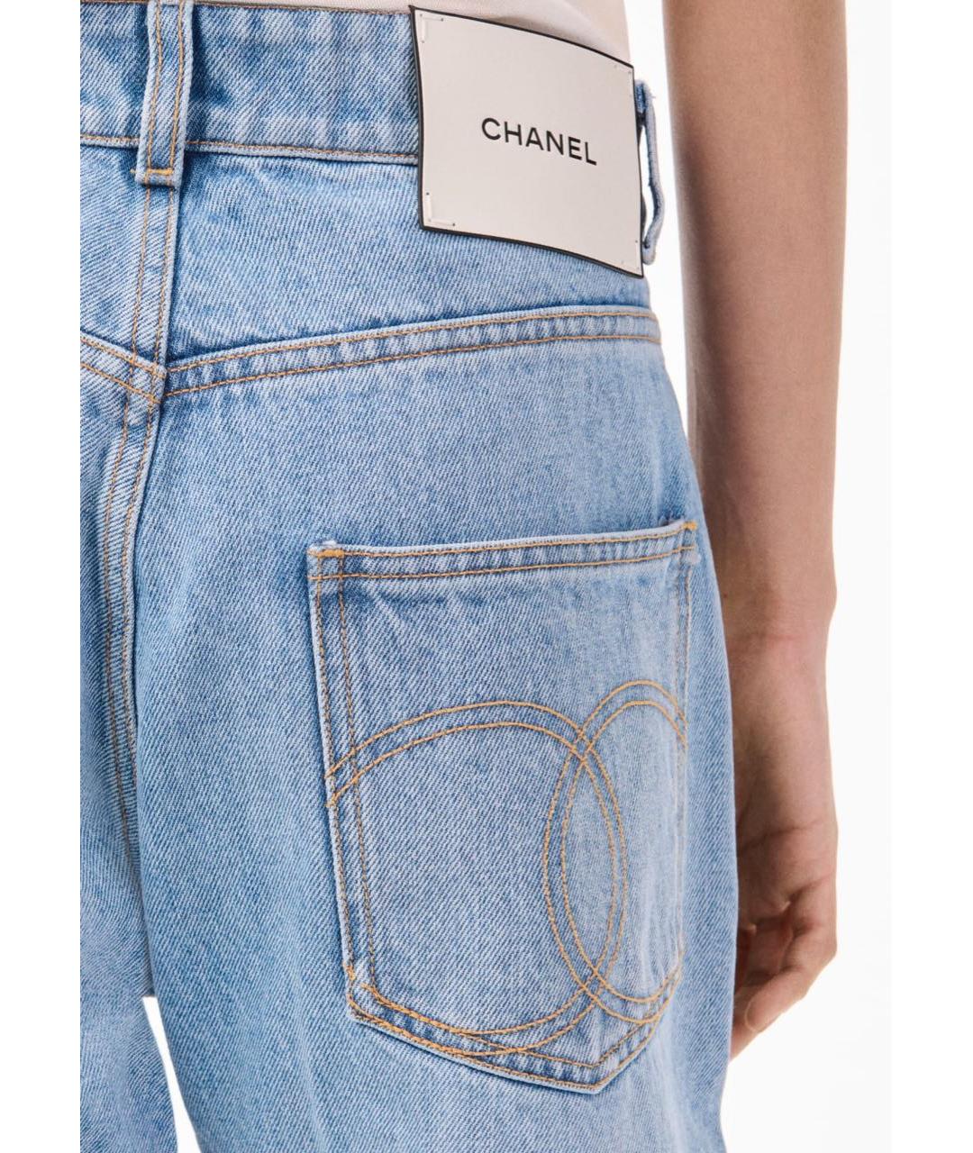 CHANEL Голубые хлопковые прямые джинсы, фото 3