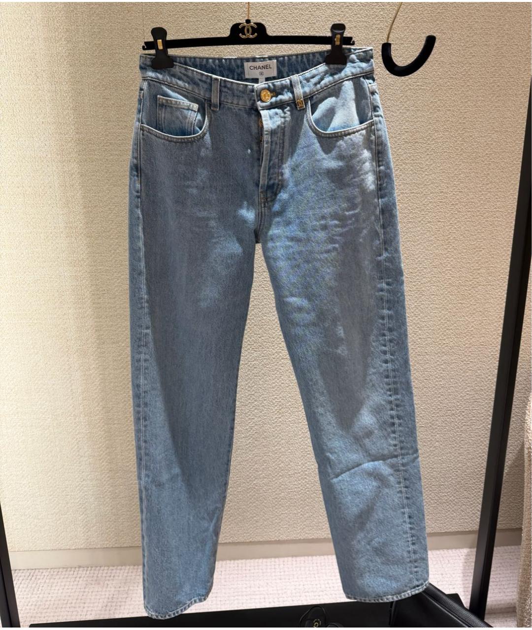 CHANEL Голубые хлопковые прямые джинсы, фото 7