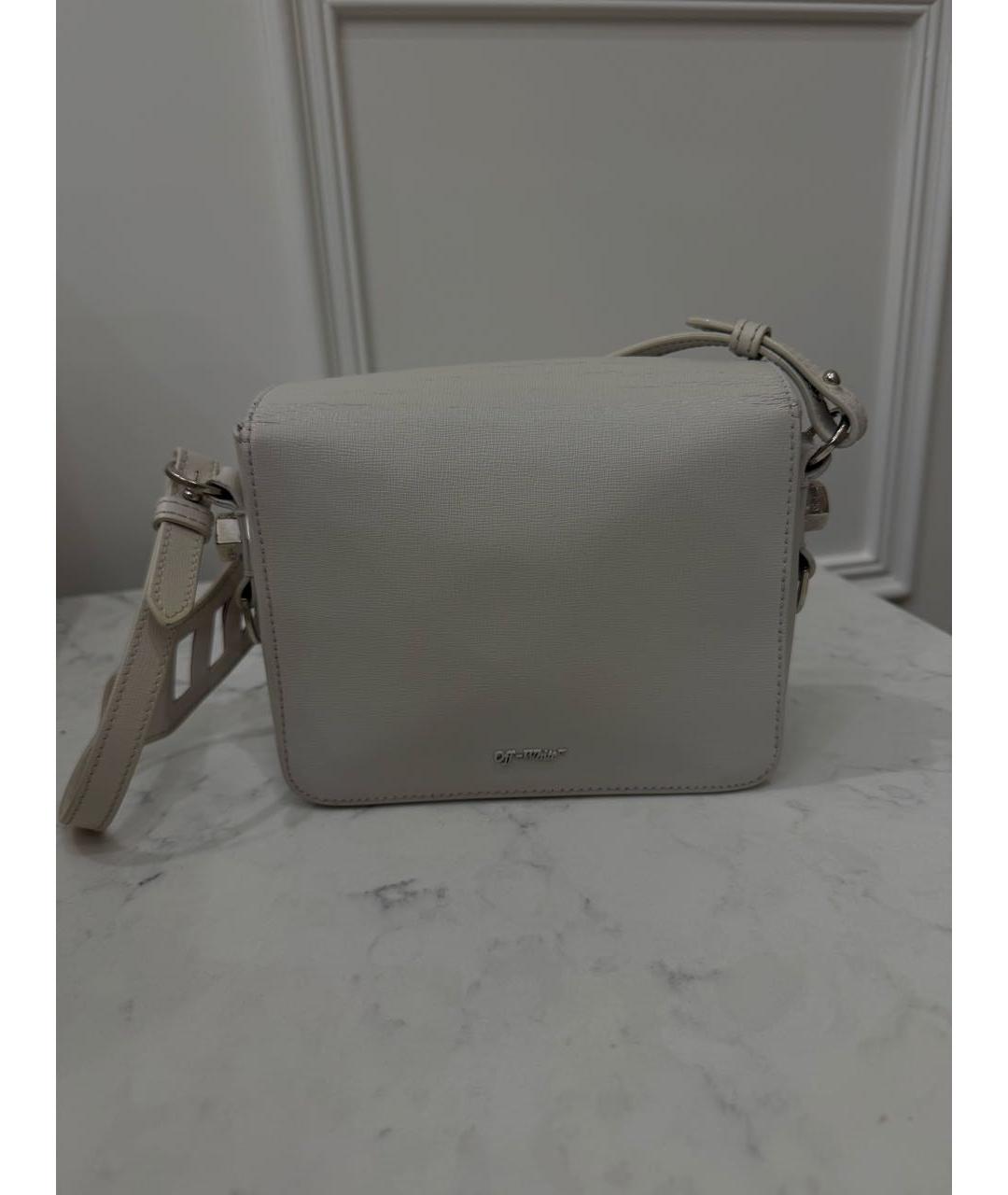 OFF-WHITE Белая кожаная сумка с короткими ручками, фото 3