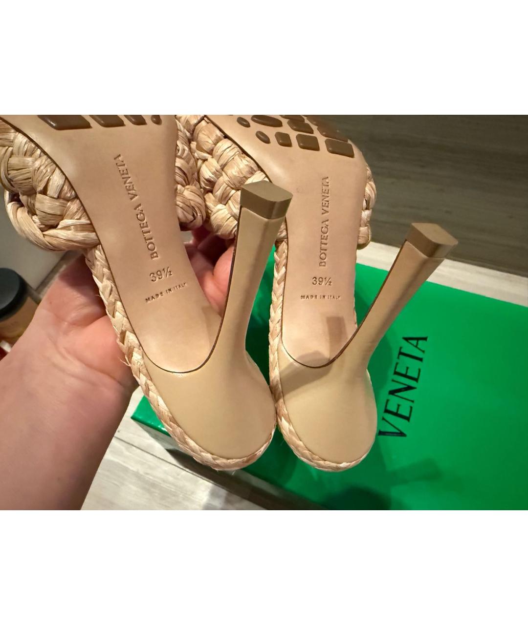 BOTTEGA VENETA Бежевые мюли, фото 4