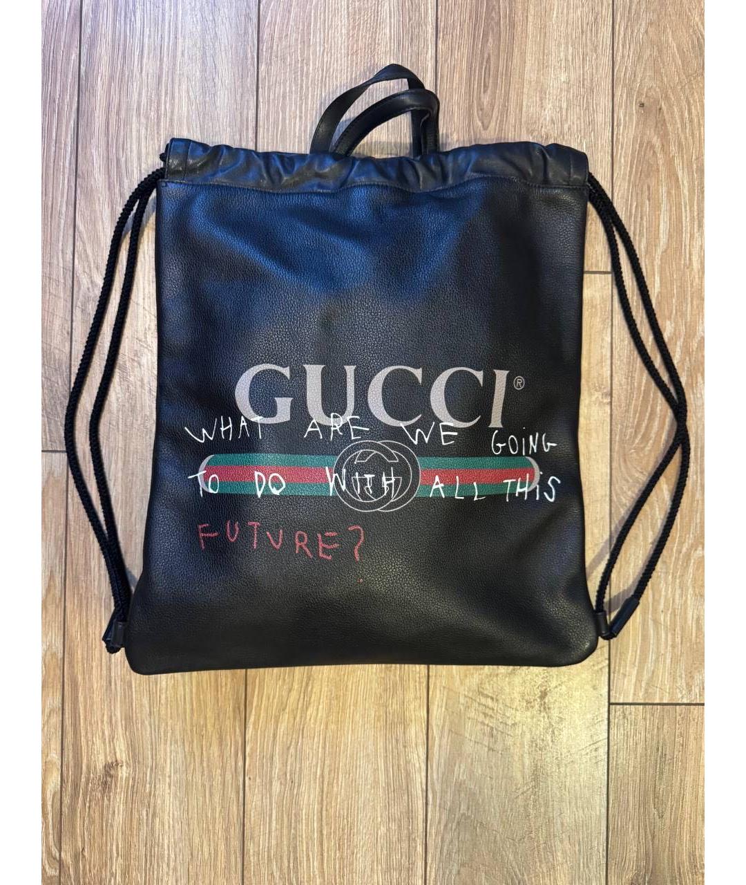 GUCCI Черный кожаный рюкзак, фото 6