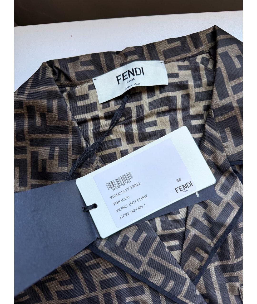 FENDI Коричневая шелковая пижама, фото 5