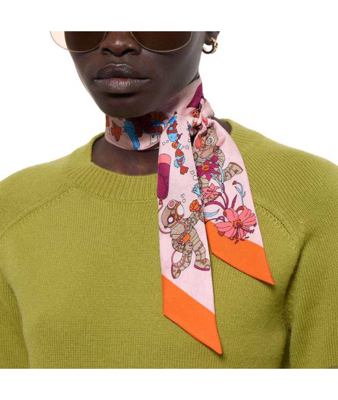 GUCCI Мульти шелковый шарф, фото 8