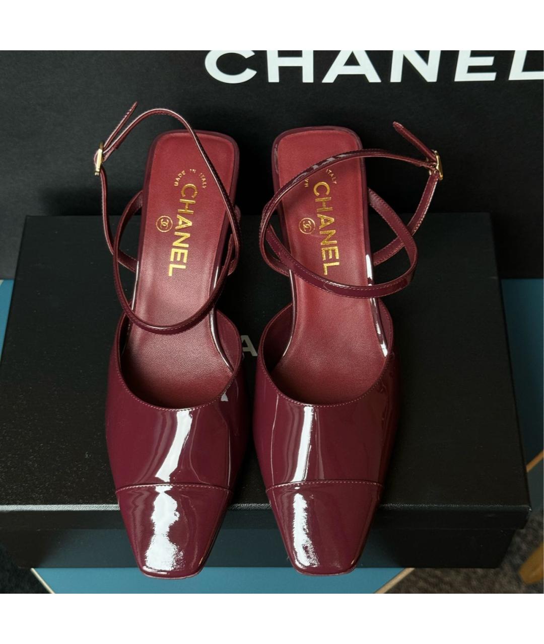CHANEL Бордовые туфли из лакированной кожи, фото 2