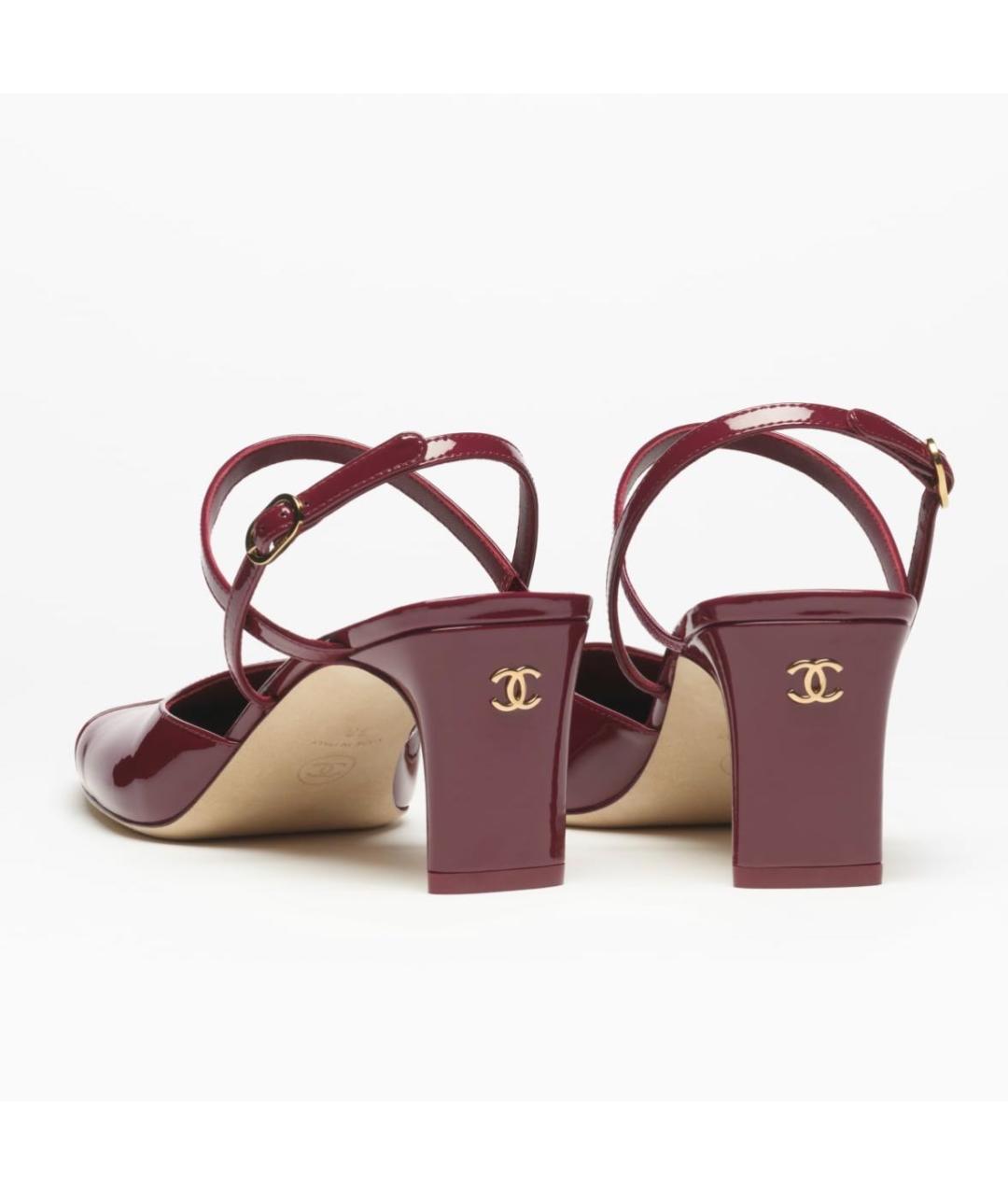 CHANEL Бордовые туфли из лакированной кожи, фото 7