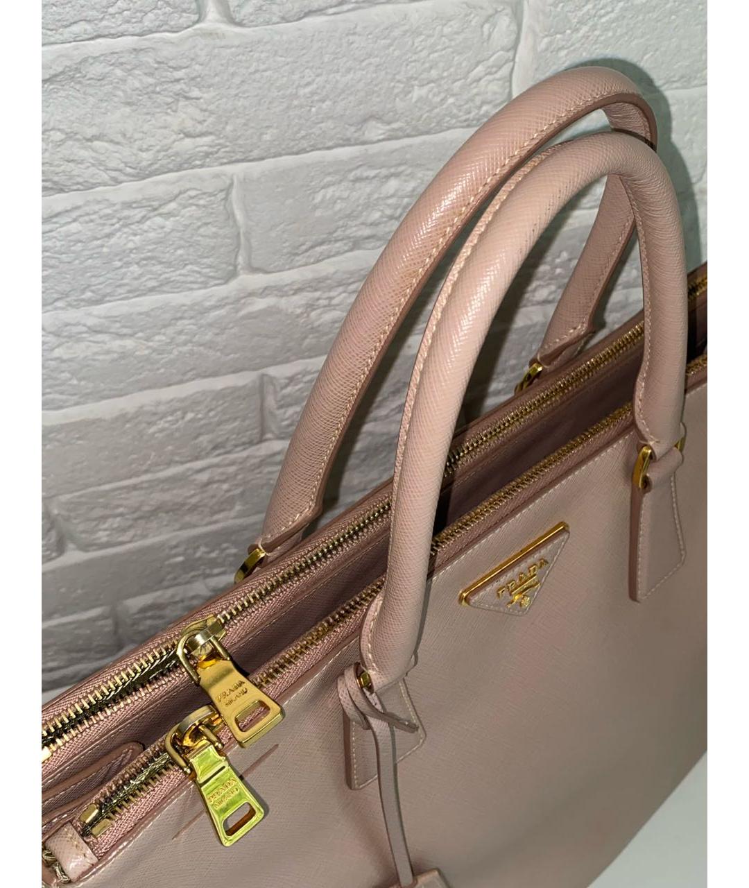 PRADA Бежевая кожаная сумка тоут, фото 7