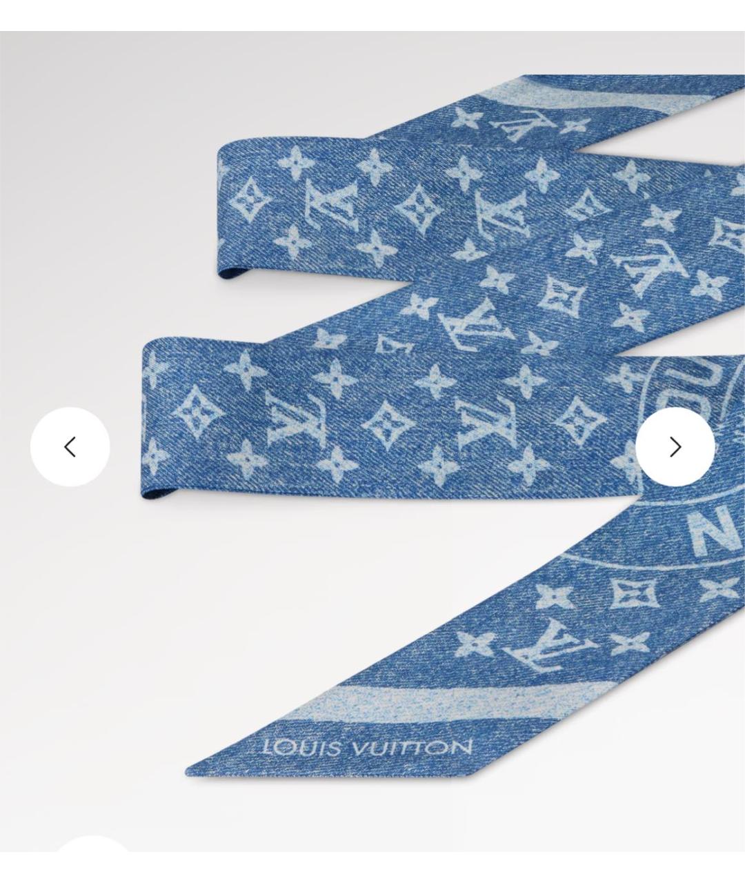 LOUIS VUITTON Синий шелковый шарф, фото 6