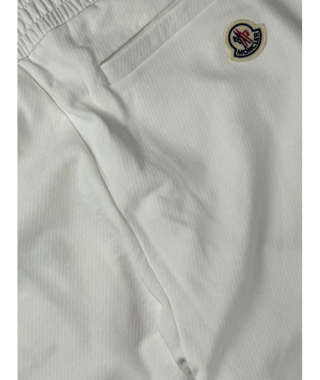 MONCLER Белые хлопковые повседневные брюки, фото 4
