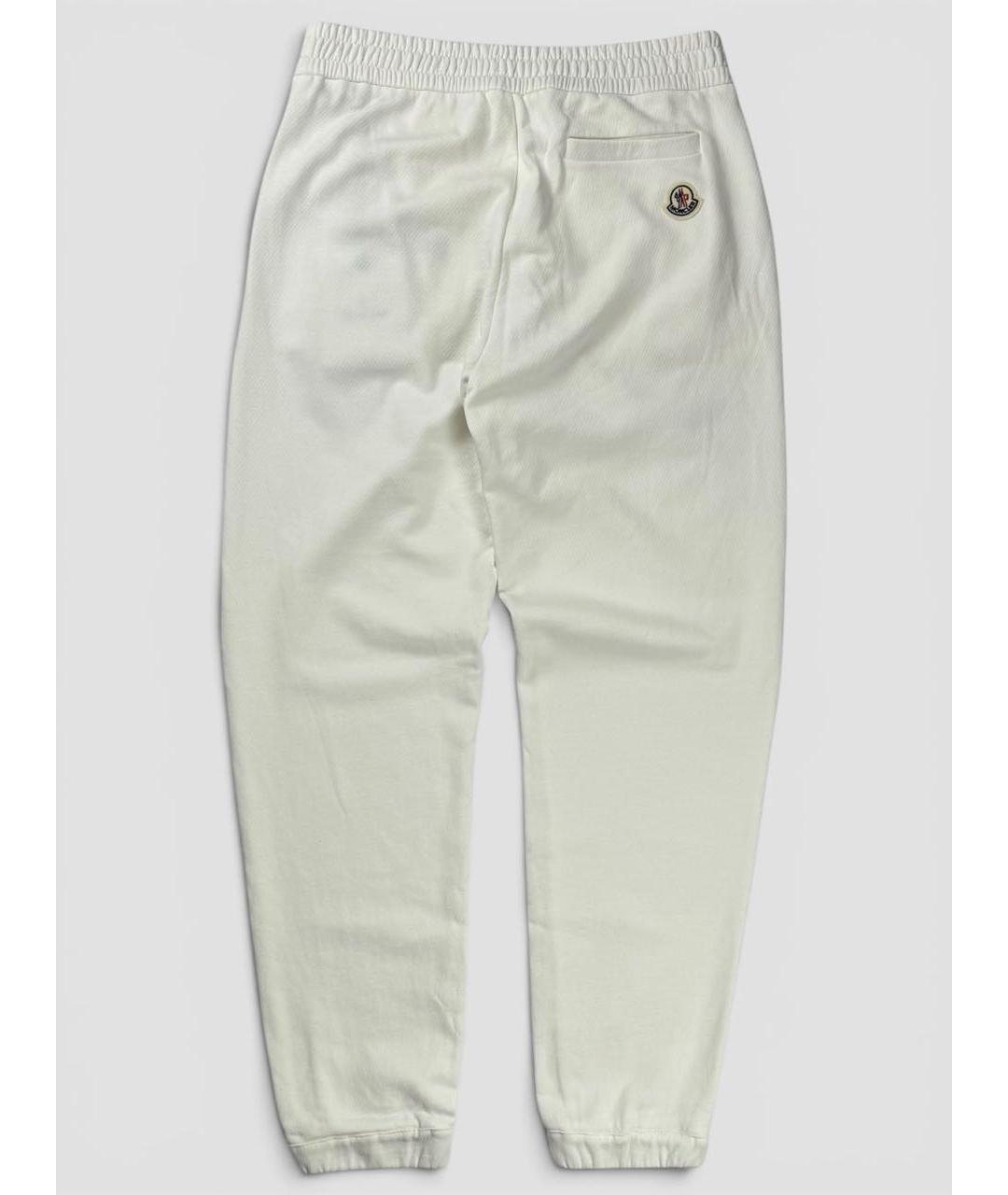 MONCLER Белые хлопковые прямые брюки, фото 2
