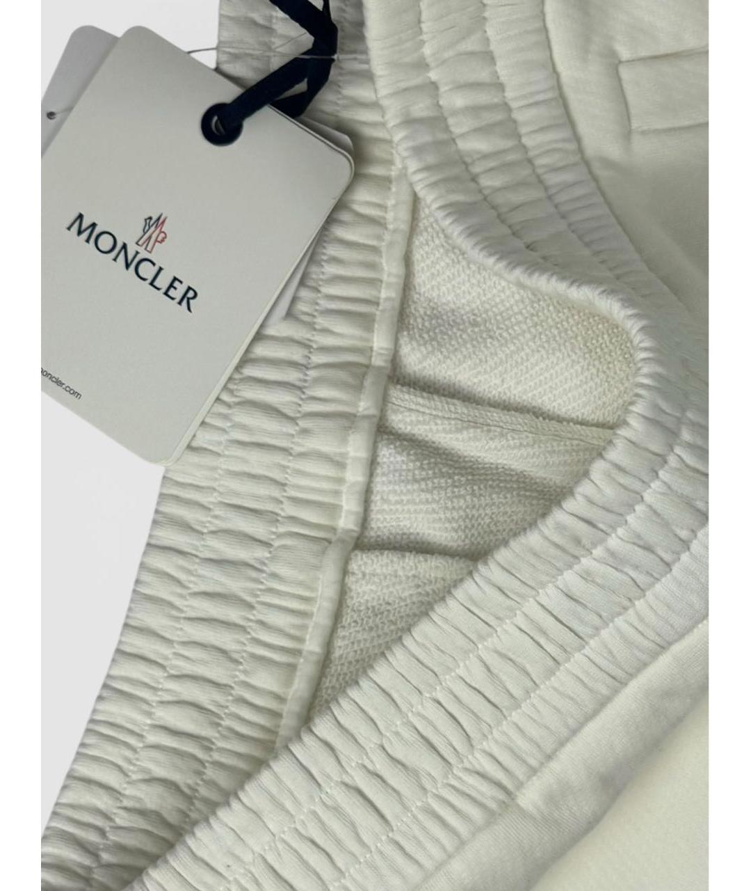 MONCLER Белые хлопковые прямые брюки, фото 3