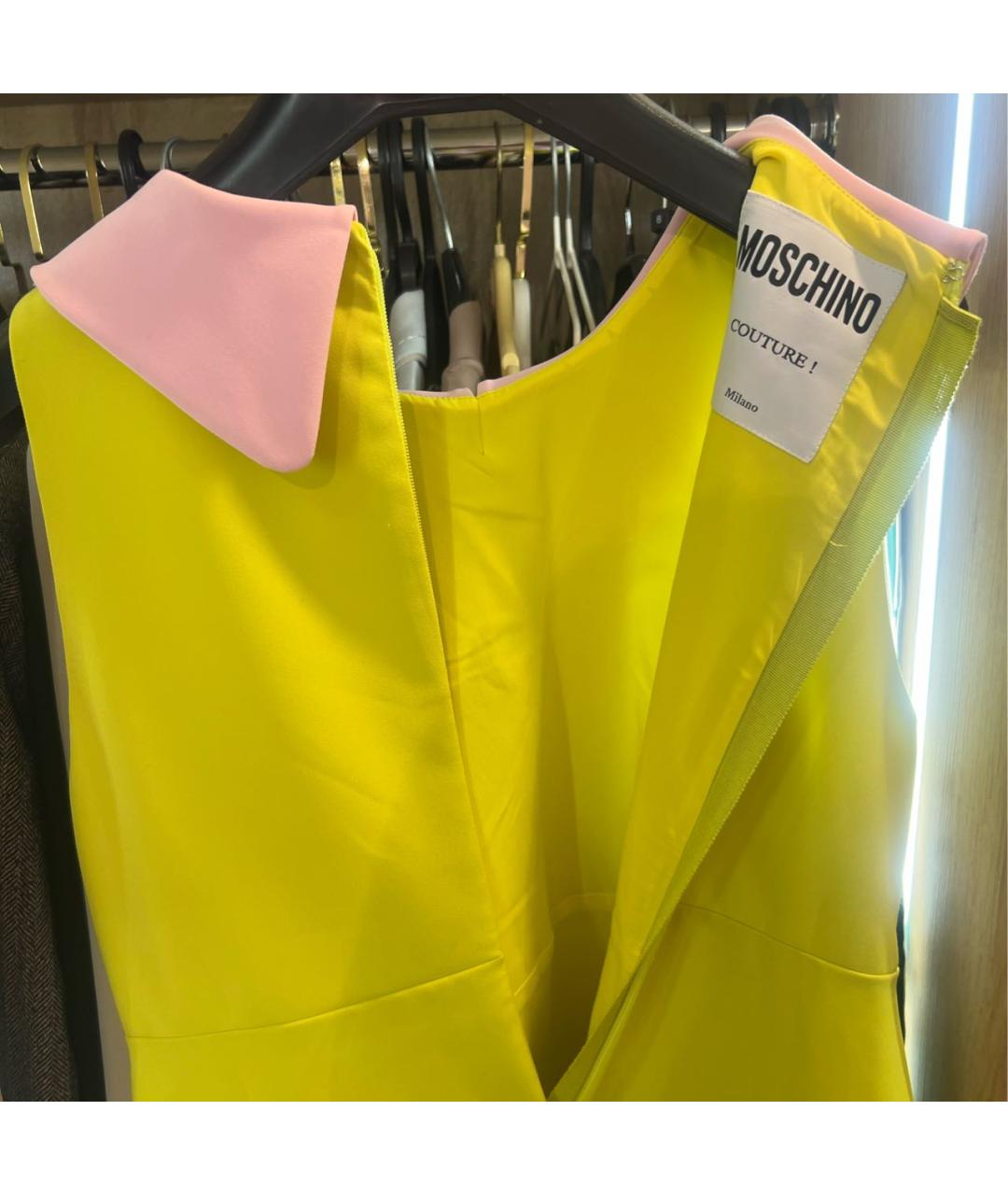 MOSCHINO Желтое полиэстеровое платье, фото 3