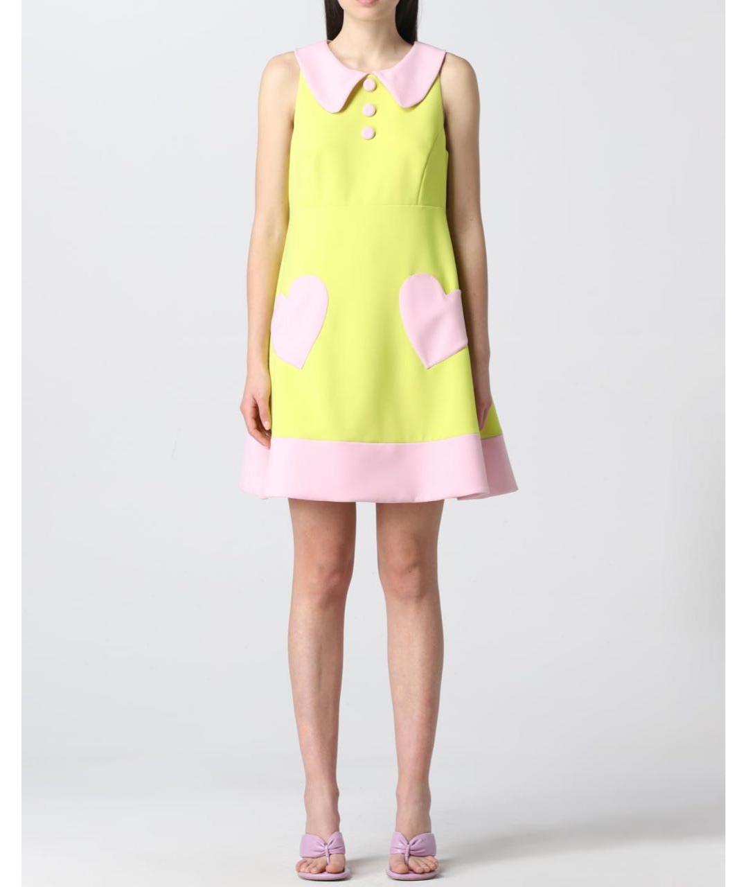 MOSCHINO Желтое полиэстеровое платье, фото 9