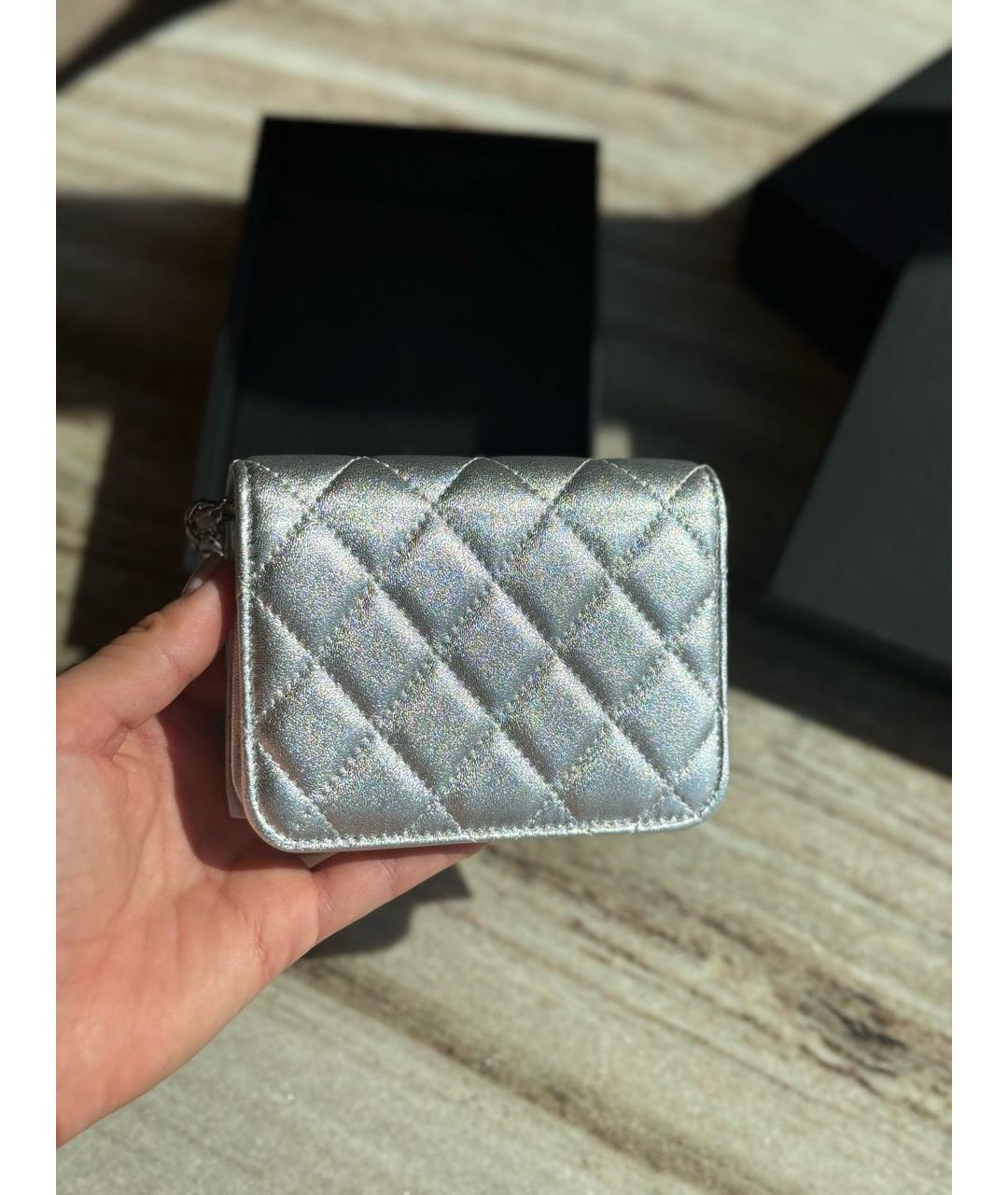 CHANEL Серебряная кожаная сумка через плечо, фото 4
