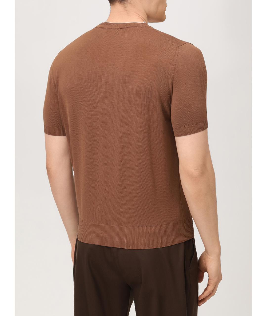 CANALI Коричневая хлопковая футболка, фото 3