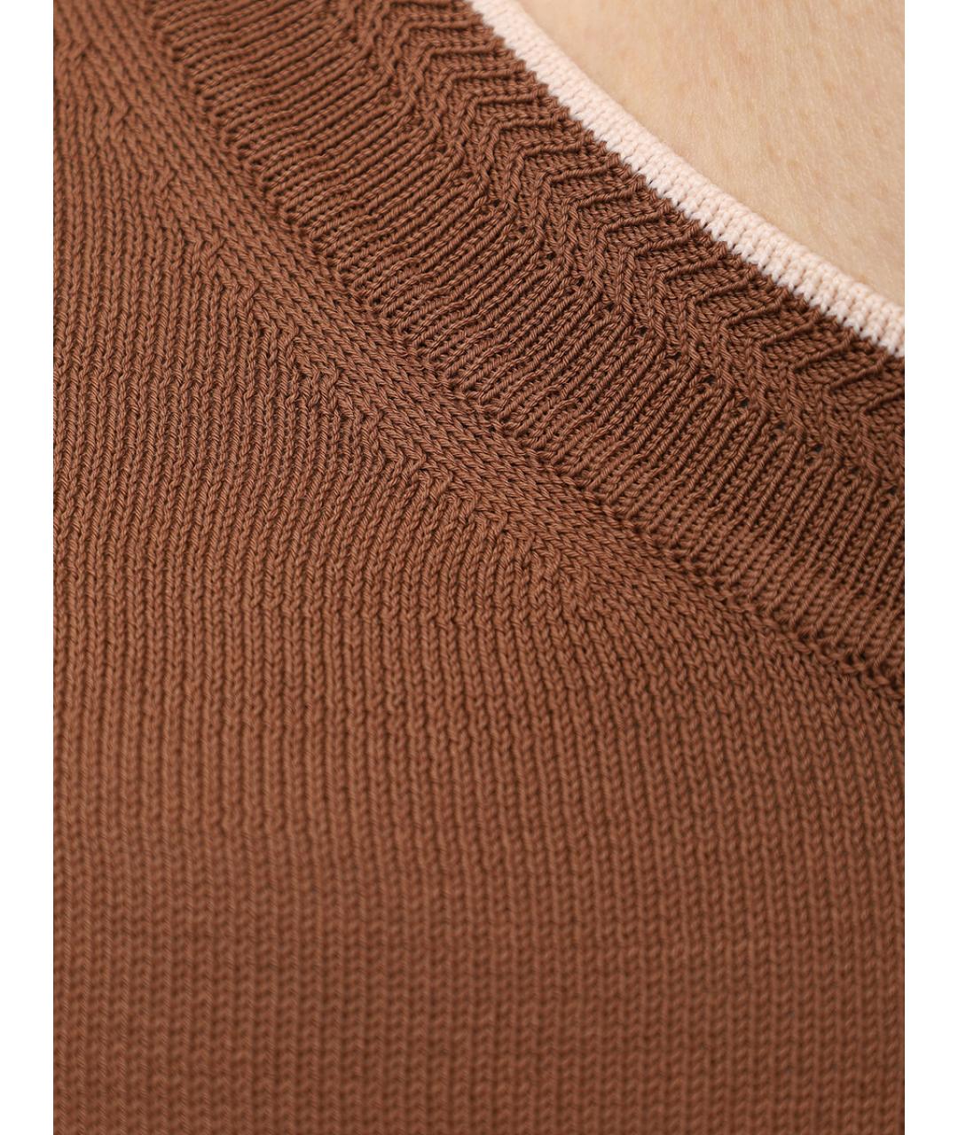 CANALI Коричневая хлопковая футболка, фото 6