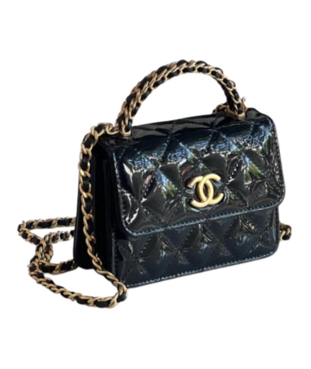 CHANEL Черная сумка через плечо из лакированной кожи, фото 3