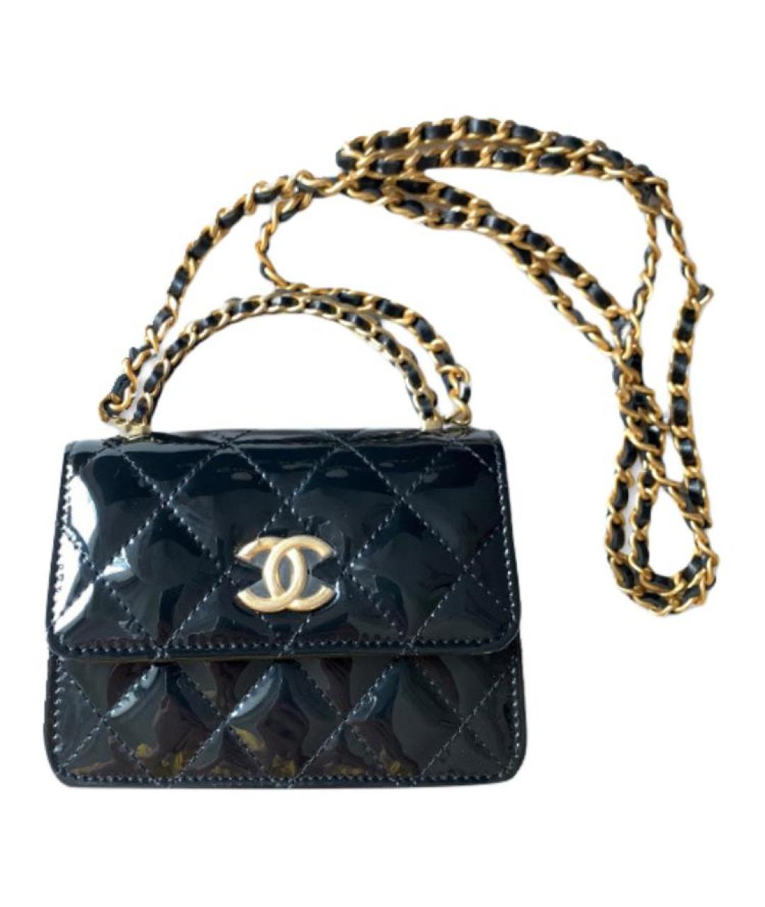 CHANEL Черная сумка через плечо из лакированной кожи, фото 2