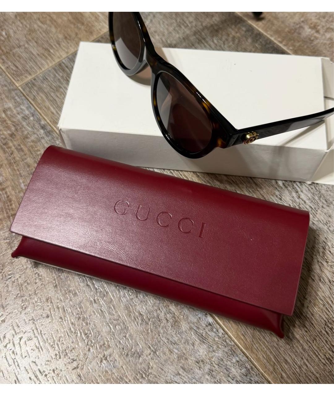GUCCI Коричневые пластиковые солнцезащитные очки, фото 4