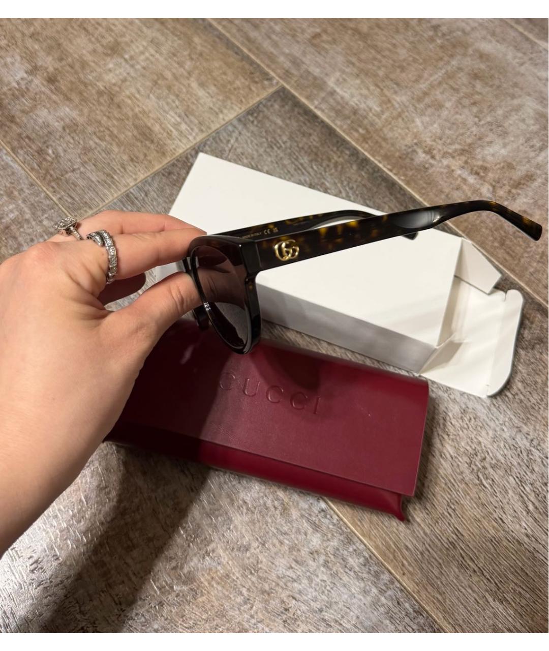 GUCCI Коричневые пластиковые солнцезащитные очки, фото 3