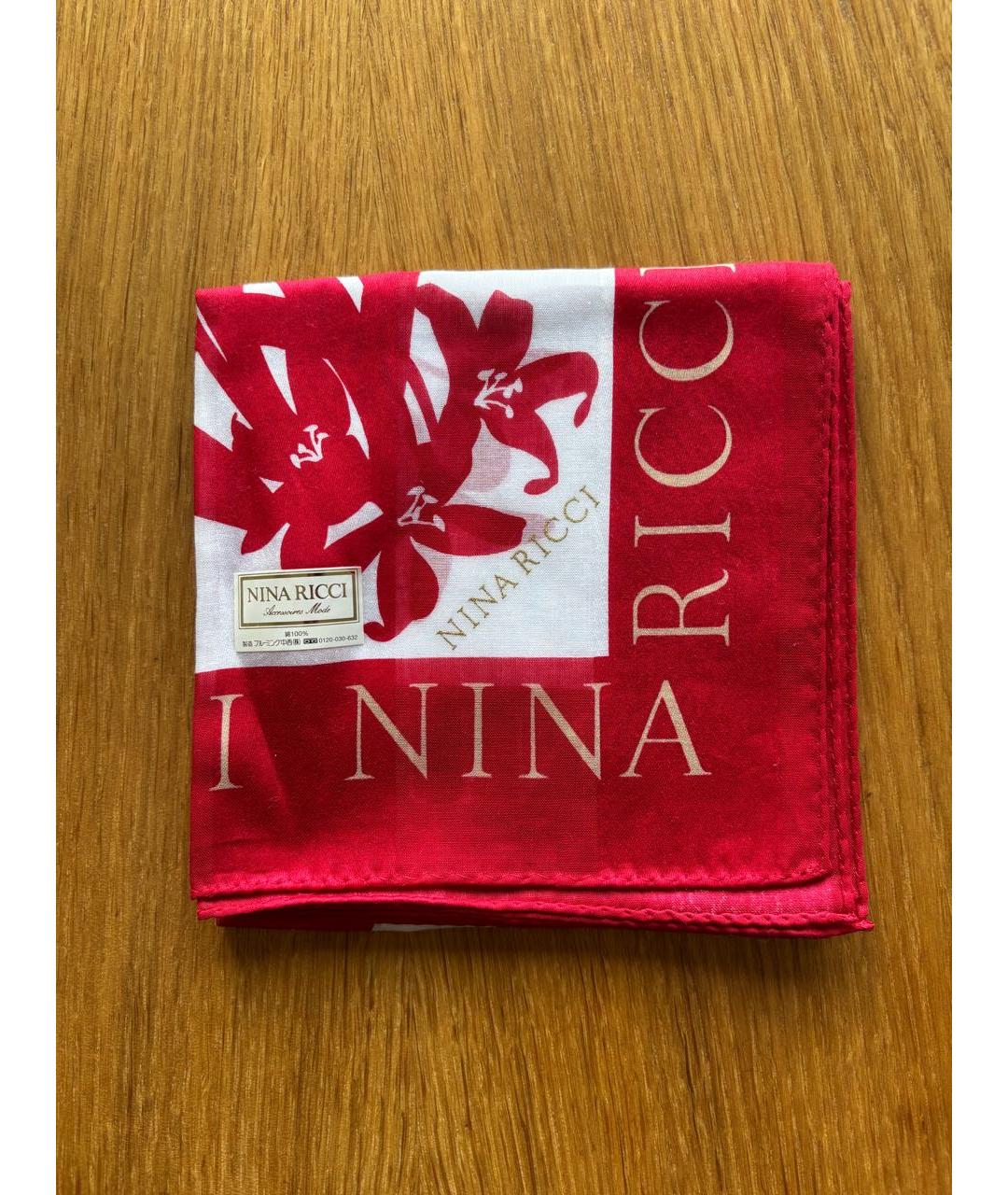 NINA RICCI Красный хлопковый платок, фото 3