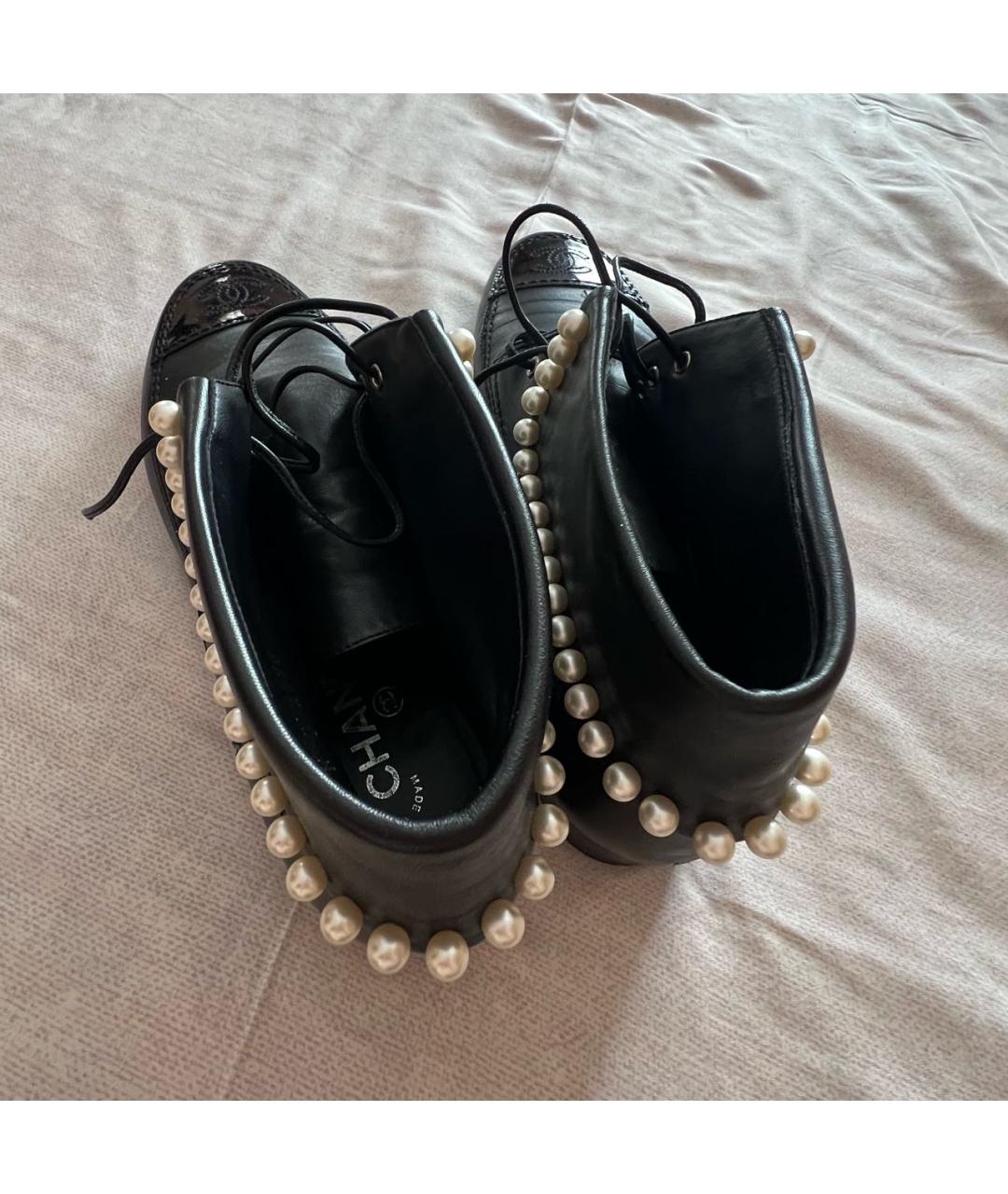 CHANEL Черные кожаные ботинки, фото 4
