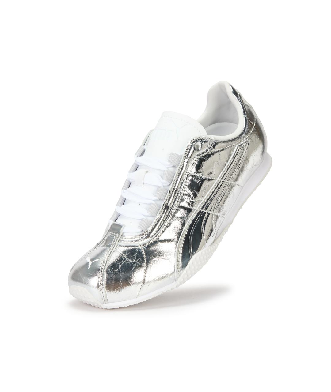 PUMA Серебряные кожаные кроссовки, фото 4