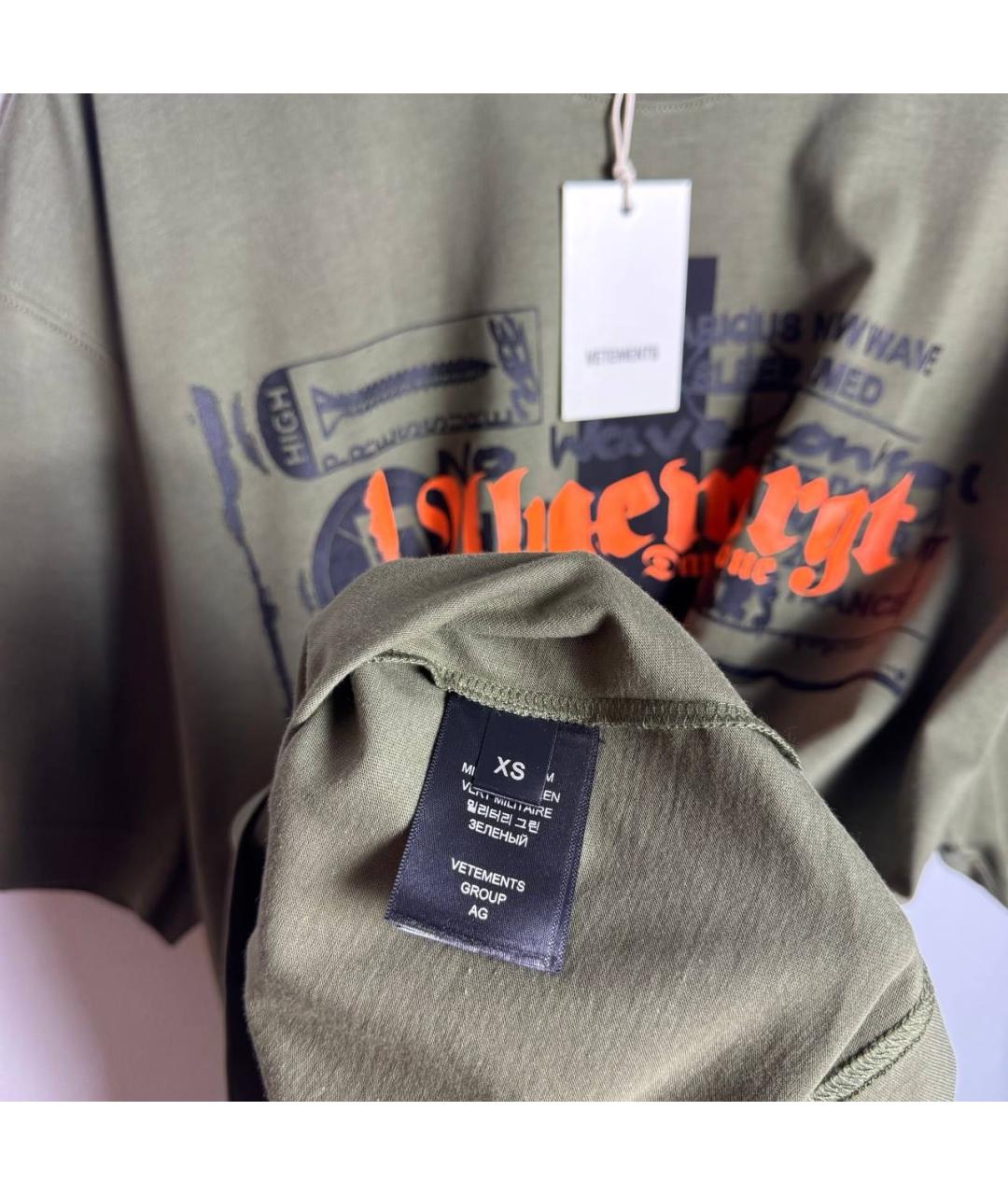 VETEMENTS Хаки футболка, фото 2