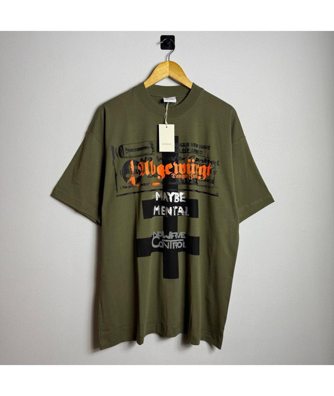 VETEMENTS Хаки футболка, фото 7