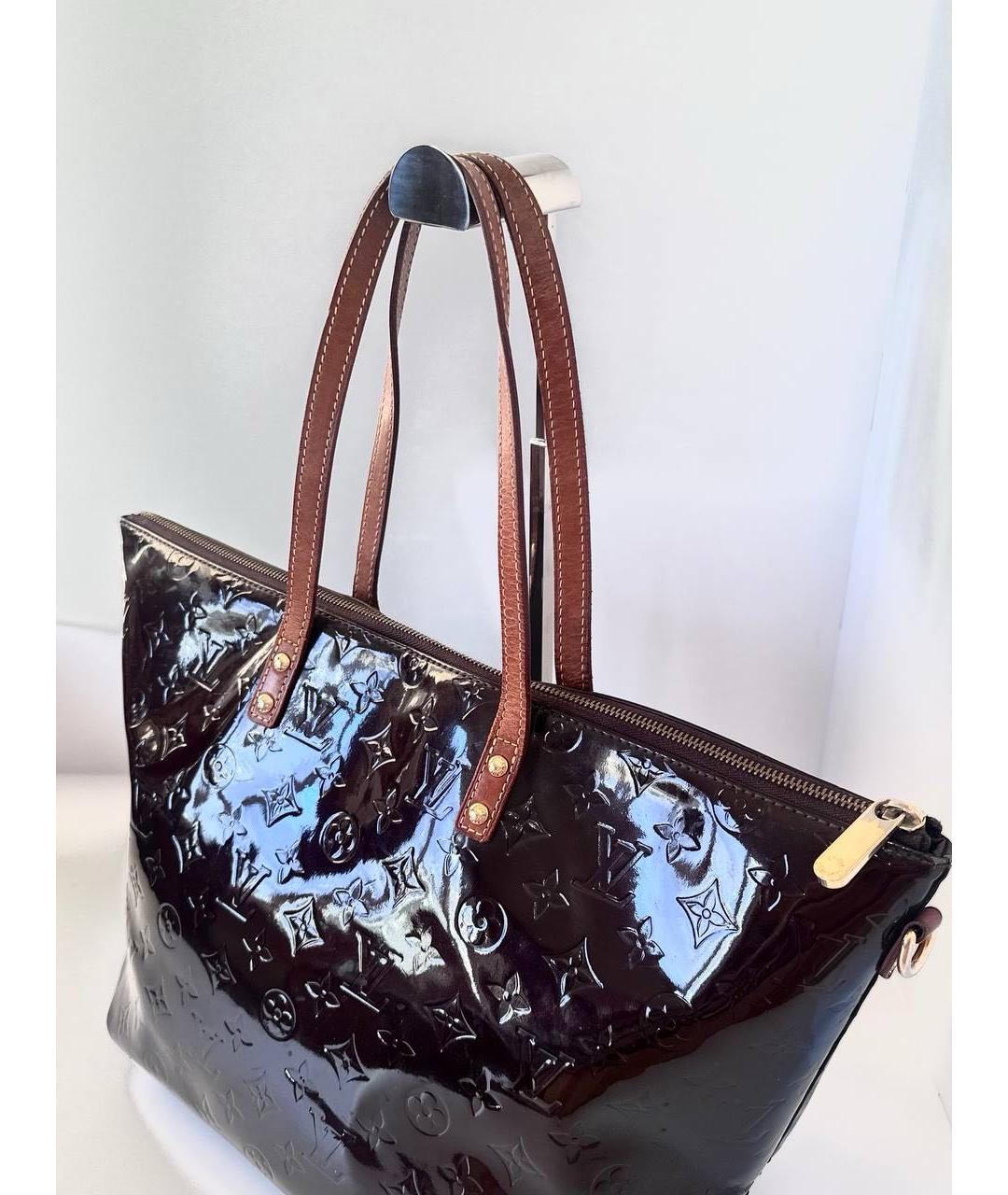 LOUIS VUITTON Бордовая сумка тоут из лакированной кожи, фото 4