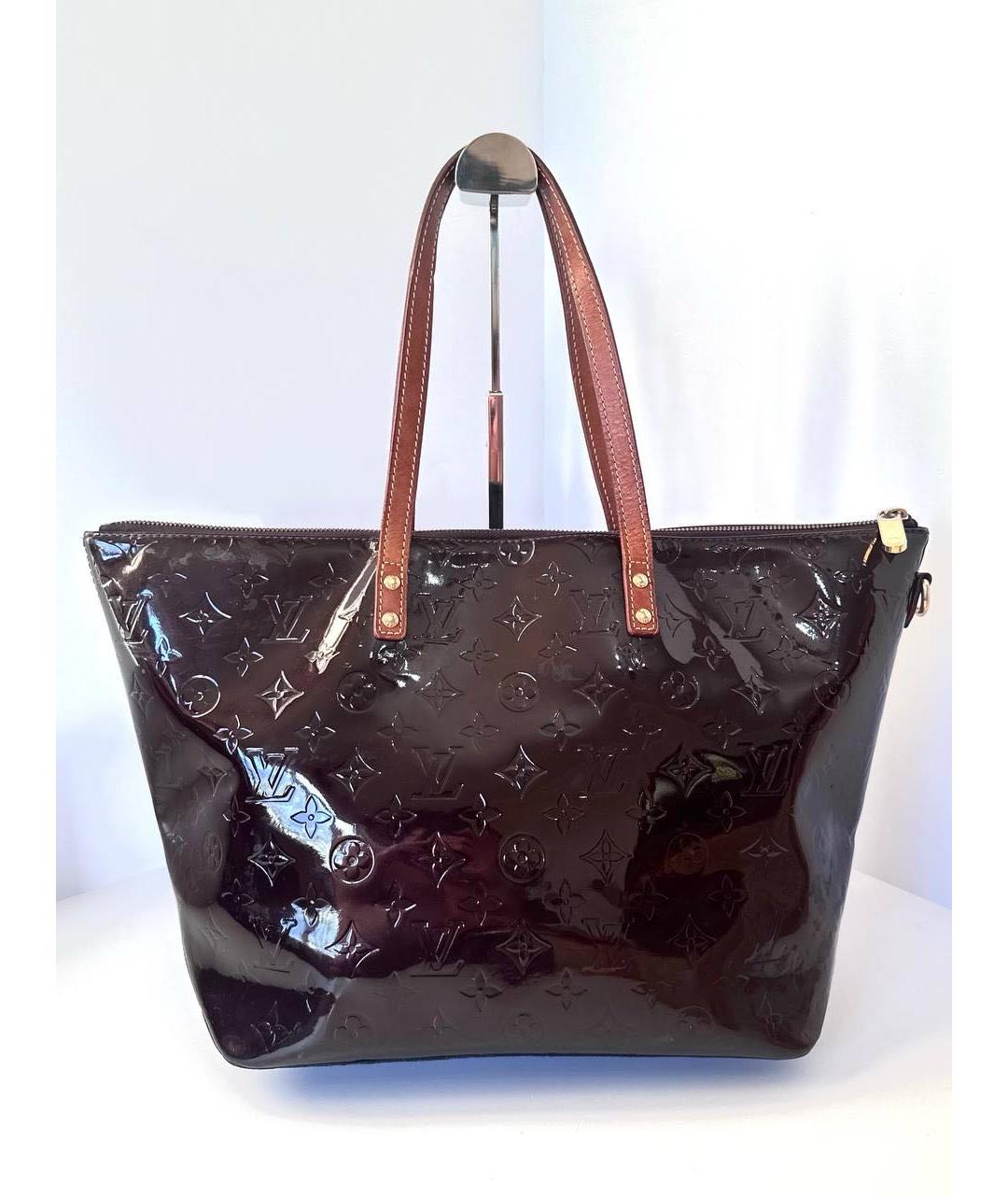 LOUIS VUITTON Бордовая сумка тоут из лакированной кожи, фото 3